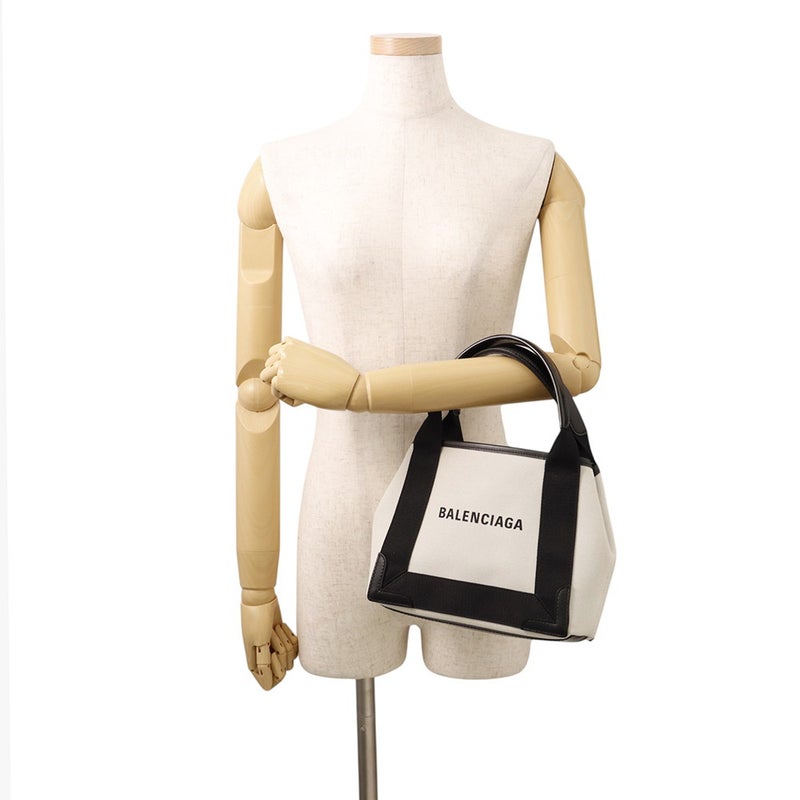 バレンシアガ ハンドバッグ ネイビーカバス XS 390346 BALENCIAGA バッグ ポーチ付き 黒 白
