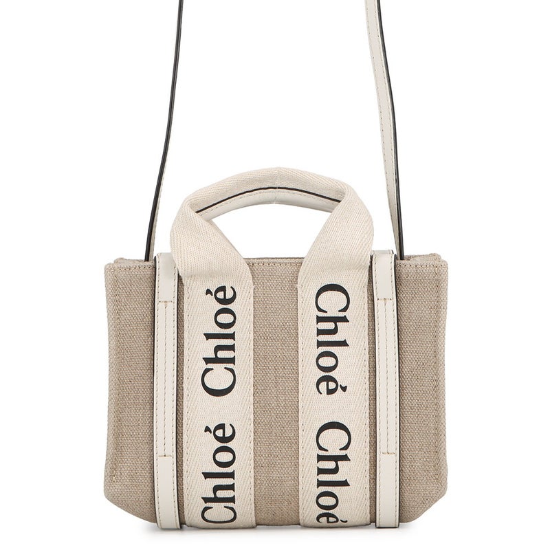 クロエ ハンドバッグ ウッディ トート ミニ キャンバス レザー CHC22AP237I26101 Chloe 2way 白