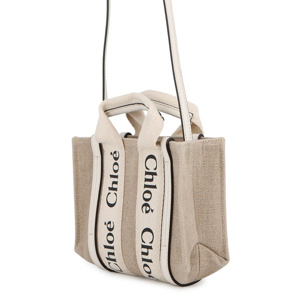 クロエ ハンドバッグ ウッディ トート ミニ キャンバス レザー CHC22AP237I26101 Chloe 2way 白