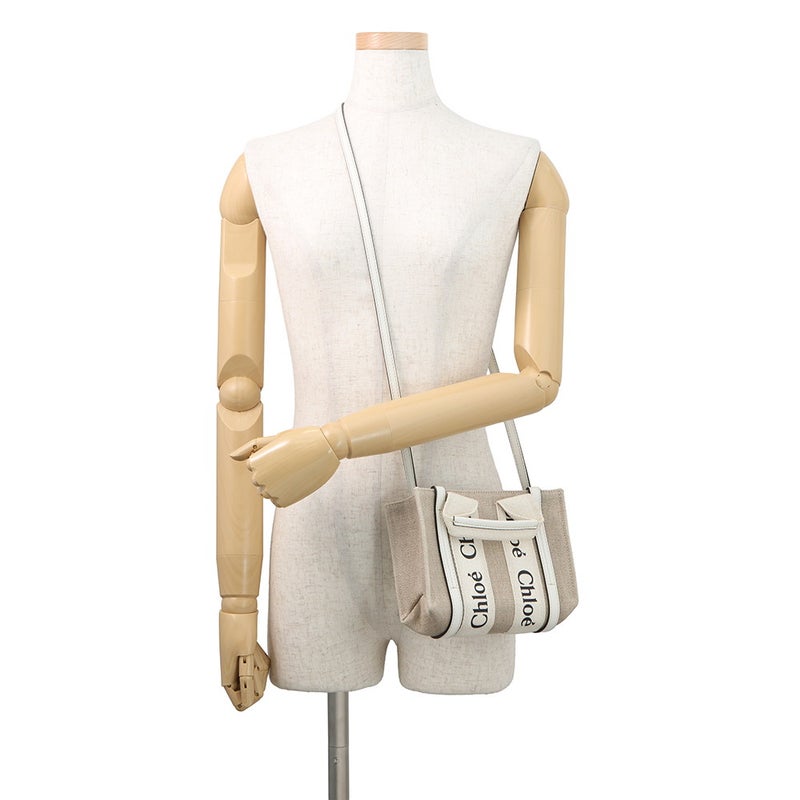 クロエ ハンドバッグ ウッディ トート ミニ キャンバス レザー CHC22AP237I26101 Chloe 2way 白