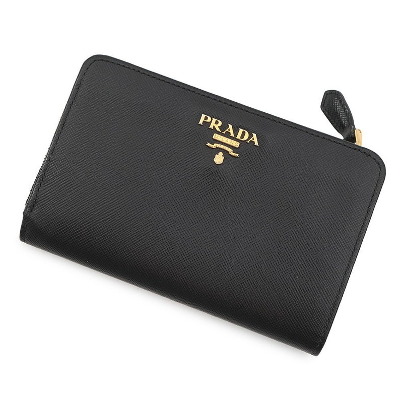 プラダ 二つ折り財布 ロゴ サフィアーノ PRADA 財布 黒