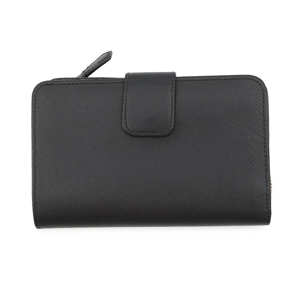 プラダ 二つ折り財布 ロゴ サフィアーノ PRADA 財布 黒 | 中古・新品