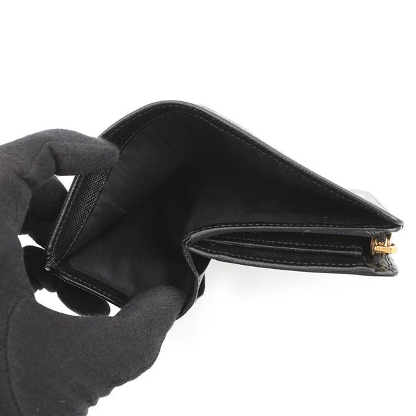 プラダ 二つ折り財布 ロゴ サフィアーノ PRADA 財布 黒