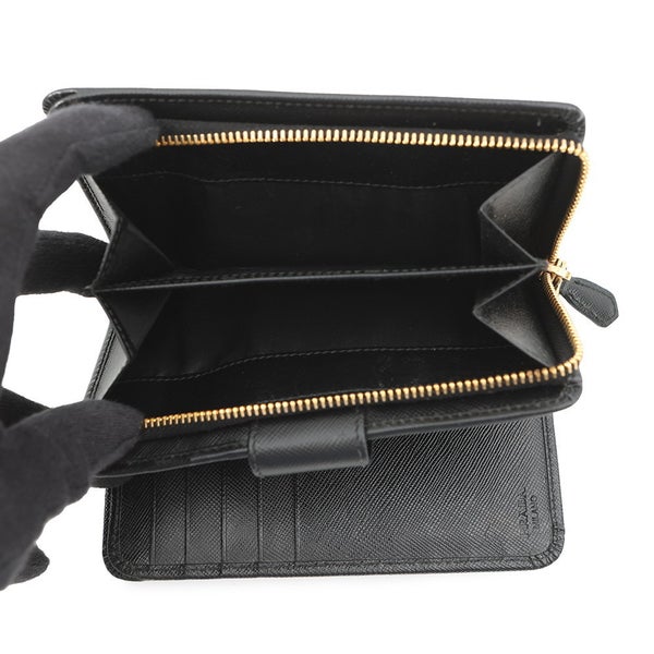 プラダ 二つ折り財布 ロゴ サフィアーノ PRADA 財布 黒