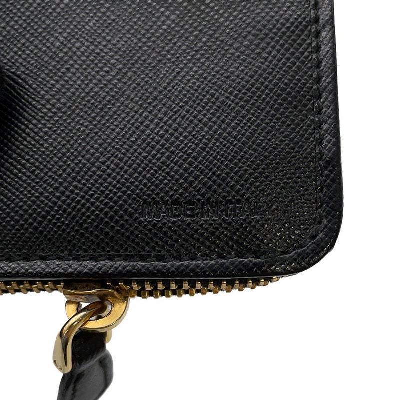 プラダ 二つ折り財布 ロゴ サフィアーノ PRADA 財布 黒