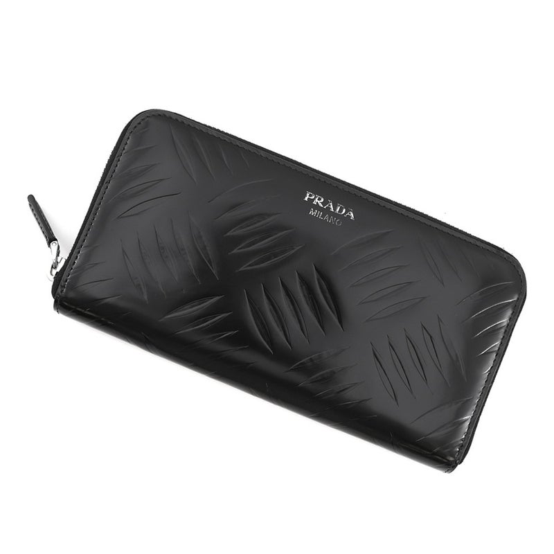 プラダ 長財布 ラウンドファスナー ブラッシュドレザー 2ML317 PRADA 財布 黒