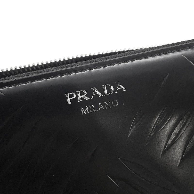 プラダ 長財布 ラウンドファスナー ブラッシュドレザー 2ML317 PRADA 財布 黒