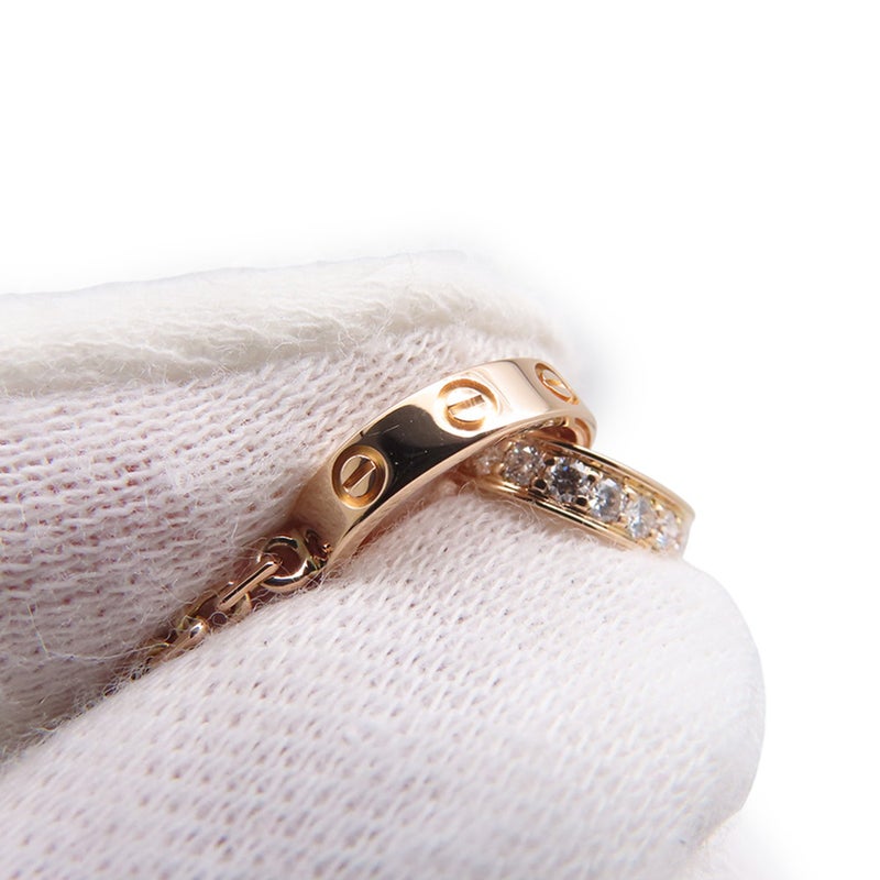 カルティエ ネックレス LOVE セミパヴェ ダイヤモンド 18P 計0.22ct K18PGピンクゴールド B7013900 ベビーラブ ペンダント