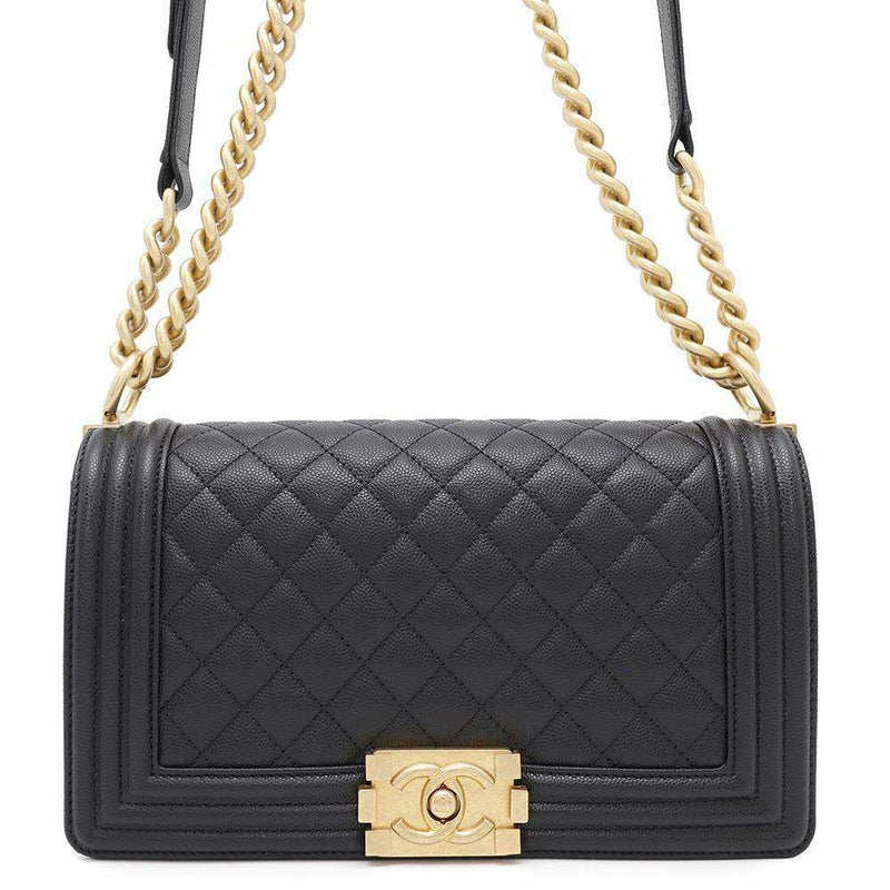 シャネル チェーンショルダーバッグ ココマーク ボーイシャネル キャビアスキン A67086 CHANEL 斜めがけ BOY CHANEL 黒