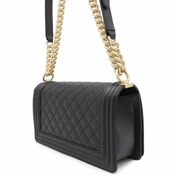 シャネル チェーンショルダーバッグ ココマーク ボーイシャネル キャビアスキン A67086 CHANEL 斜めがけ BOY CHANEL 黒