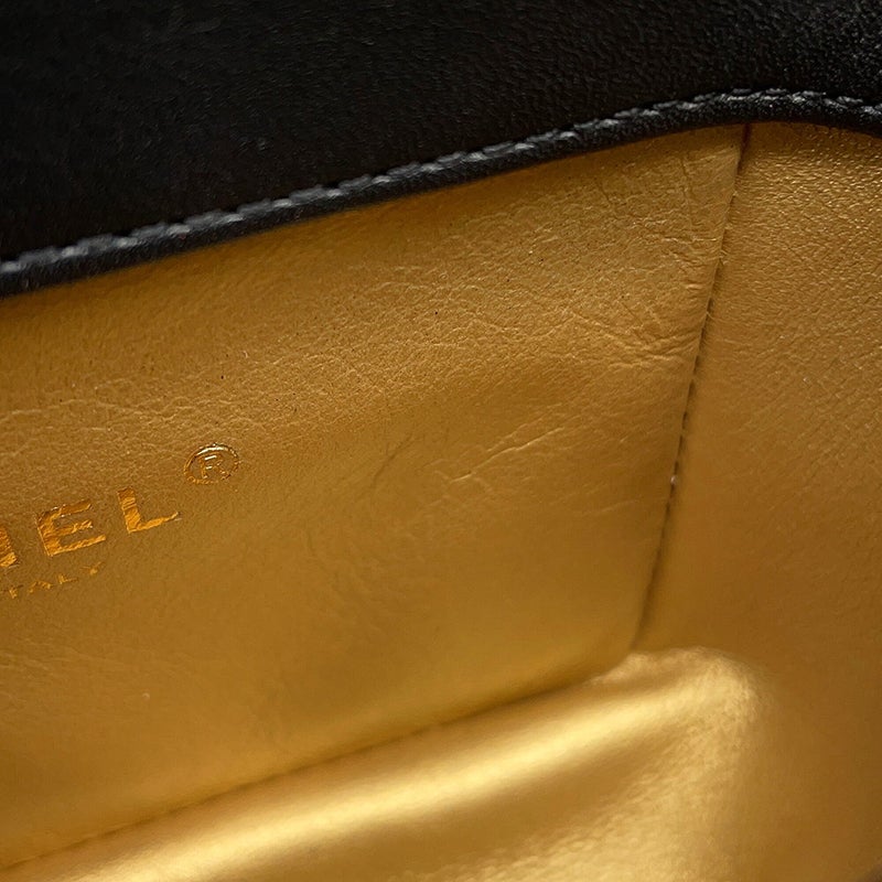 シャネル チェーンショルダーバッグ マトラッセ ココマーク ラムスキン CHANEL バッグ ミニバッグ 黒