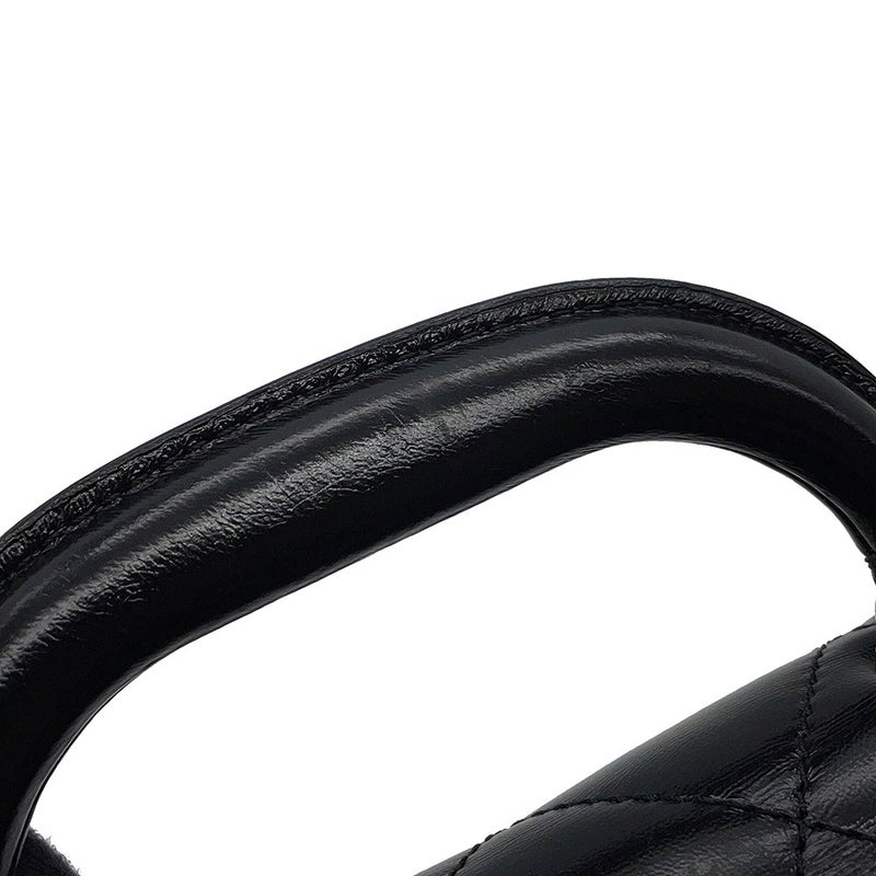 シャネル チェーンショルダーバッグ トップハンドル マトラッセ ココマーク シャイニーカーフスキン AS4544 CHANEL 黒