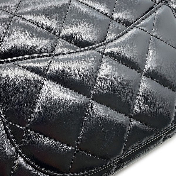 シャネル チェーンショルダーバッグ トップハンドル マトラッセ ココマーク シャイニーカーフスキン AS4544 CHANEL 黒