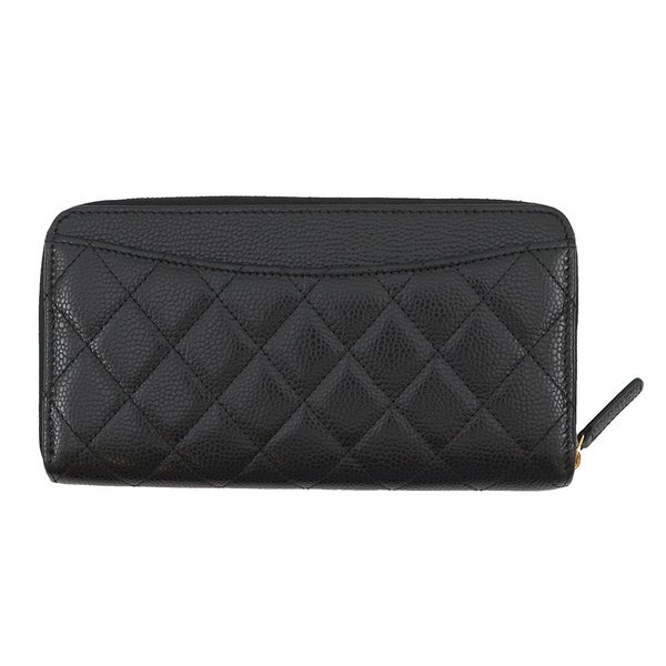 シャネル 長財布 クラシック ロング ジップ ウォレット ココマーク マトラッセ キャビアスキン AP0242 CHANEL 黒