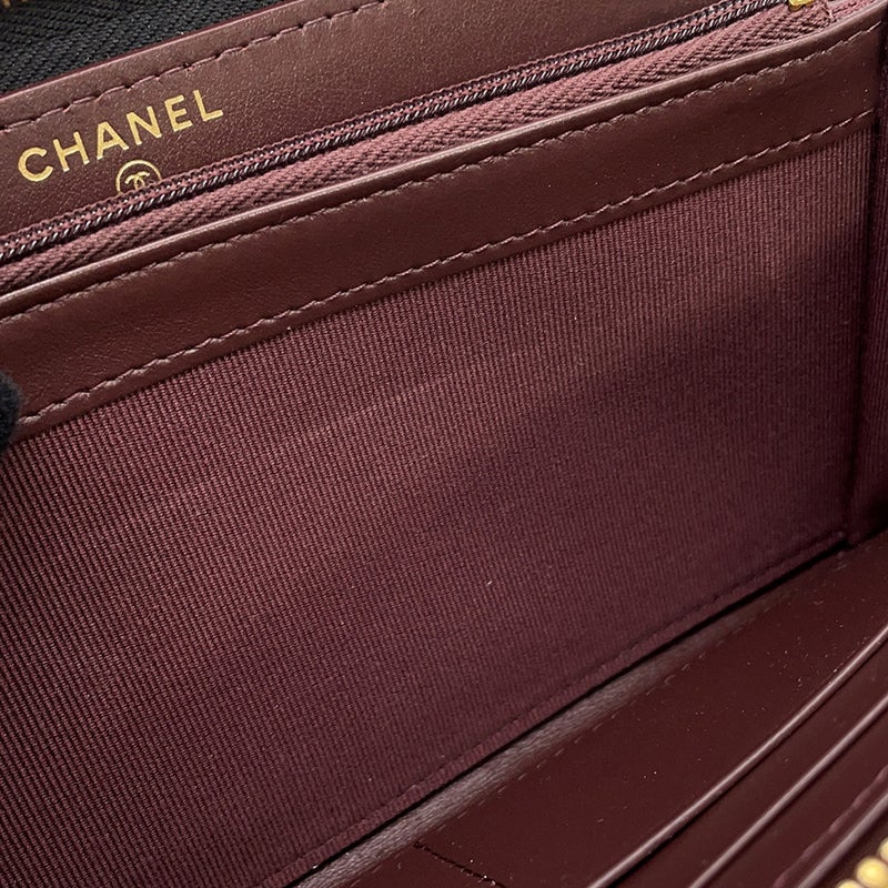 シャネル 長財布 クラシック ロング ジップ ウォレット ココマーク マトラッセ キャビアスキン AP0242 CHANEL 黒