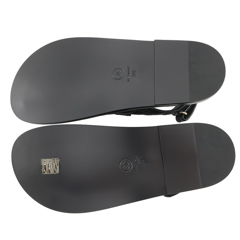 シャネル サンダル ココマーク マトラッセ レザー レディースサイズ38C G35927 CHANEL 靴 黒