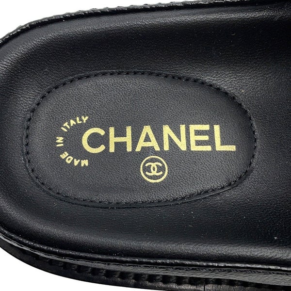 シャネル サンダル ココマーク マトラッセ レザー レディースサイズ38C G35927 CHANEL 靴 黒
