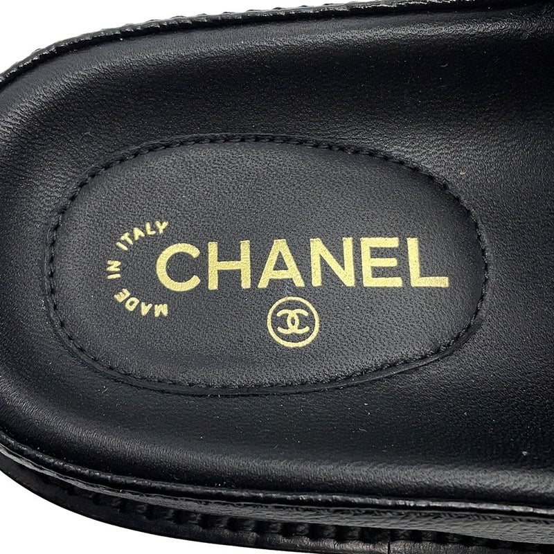 シャネル サンダル ココマーク マトラッセ レザー レディースサイズ38C G35927 CHANEL 靴 黒