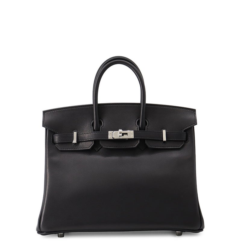 エルメス バーキン25 ブラック/シルバー金具 ヴォーヴォリュプト K刻印 HERMES Birkin ハンドバッグ 黒