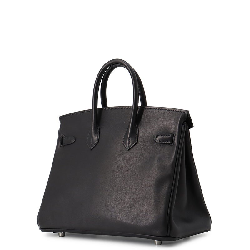 エルメス バーキン25 ブラック/シルバー金具 ヴォーヴォリュプト K刻印 HERMES Birkin ハンドバッグ 黒
