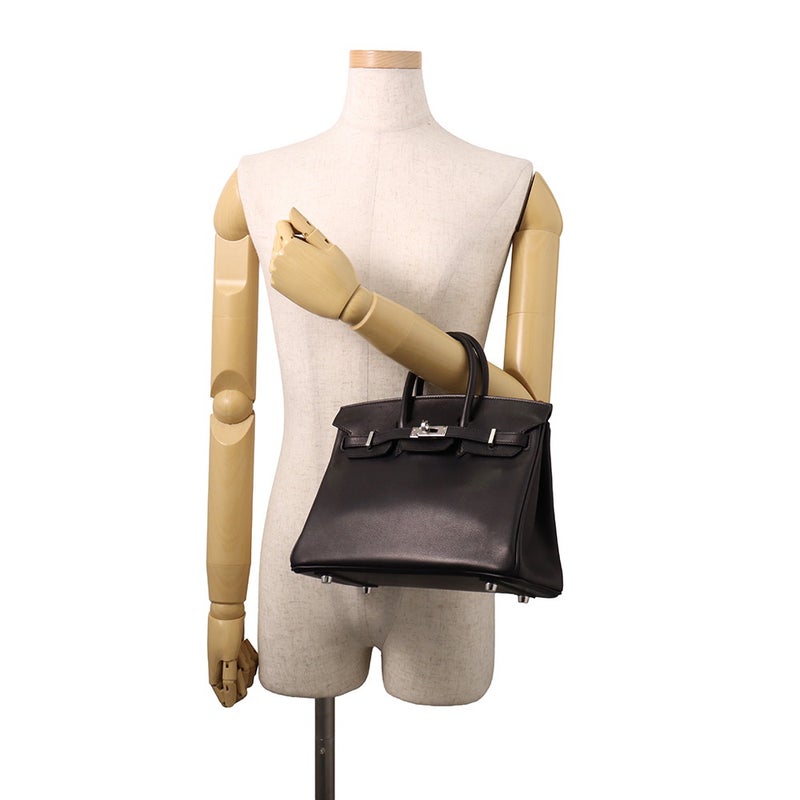 エルメス バーキン25 ブラック/シルバー金具 ヴォーヴォリュプト K刻印 HERMES Birkin ハンドバッグ 黒