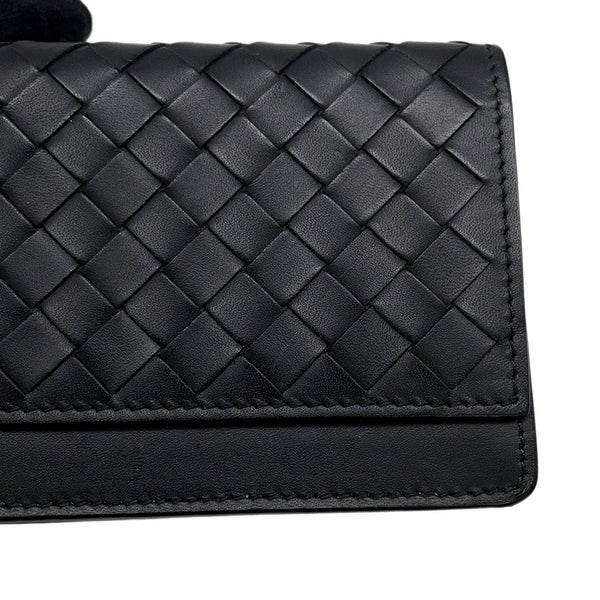 ボッテガヴェネタ カードケース イントレチャート レザー BOTTEGA VENETA 名刺入れ 黒