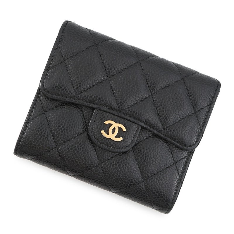 シャネル 三つ折り財布 クラシック スモール フラップ ウォレット ラムスキン AP0231 CHANEL 財布 ブラック 黒