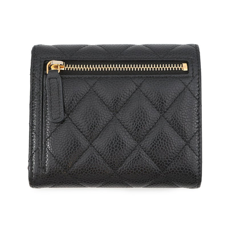 シャネル 三つ折り財布 クラシック スモール フラップ ウォレット ラムスキン AP0231 CHANEL 財布 ブラック 黒
