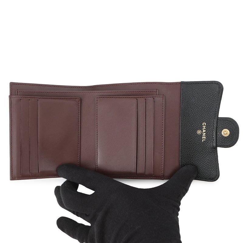シャネル 三つ折り財布 クラシック スモール フラップ ウォレット ラムスキン AP0231 CHANEL 財布 ブラック 黒