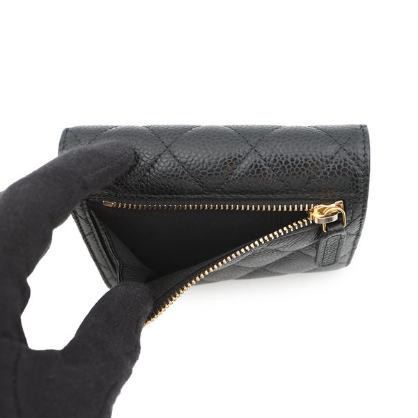 シャネル 三つ折り財布 クラシック スモール フラップ ウォレット ラムスキン AP0231 CHANEL 財布 ブラック 黒