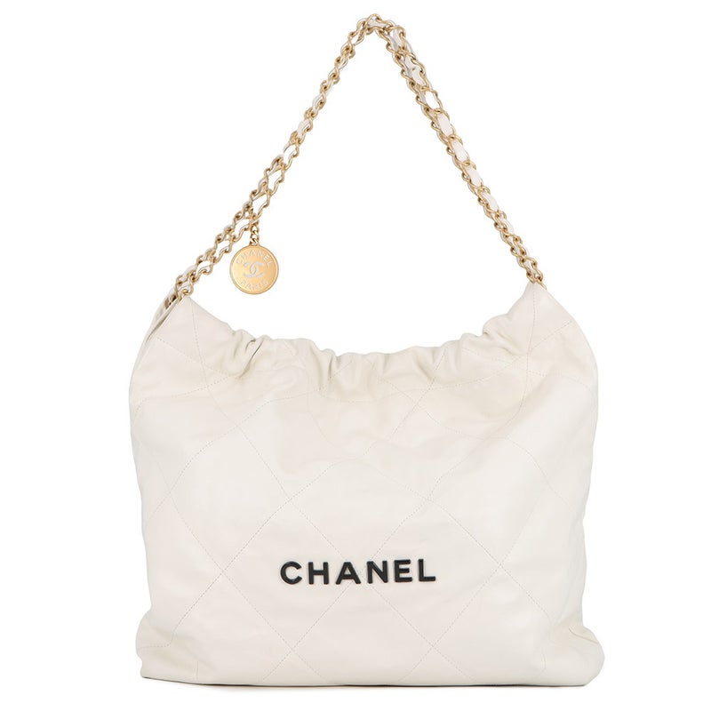 シャネル チェーンショルダーバッグ CHANEL22 スモール シャイニーカーフスキン AS3260 CHANEL ポーチ付き 白