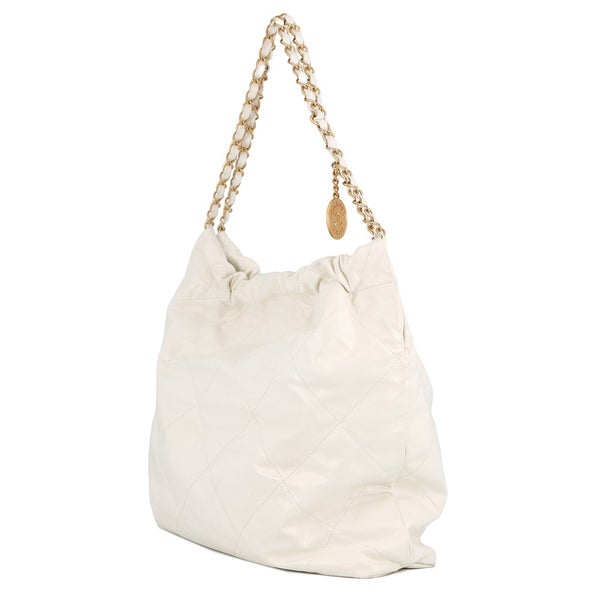 シャネル チェーンショルダーバッグ CHANEL22 スモール シャイニーカーフスキン AS3260 CHANEL ポーチ付き 白
