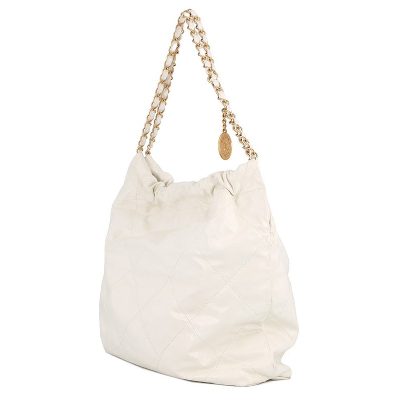 シャネル チェーンショルダーバッグ CHANEL22 スモール シャイニーカーフスキン AS3260 CHANEL ポーチ付き 白