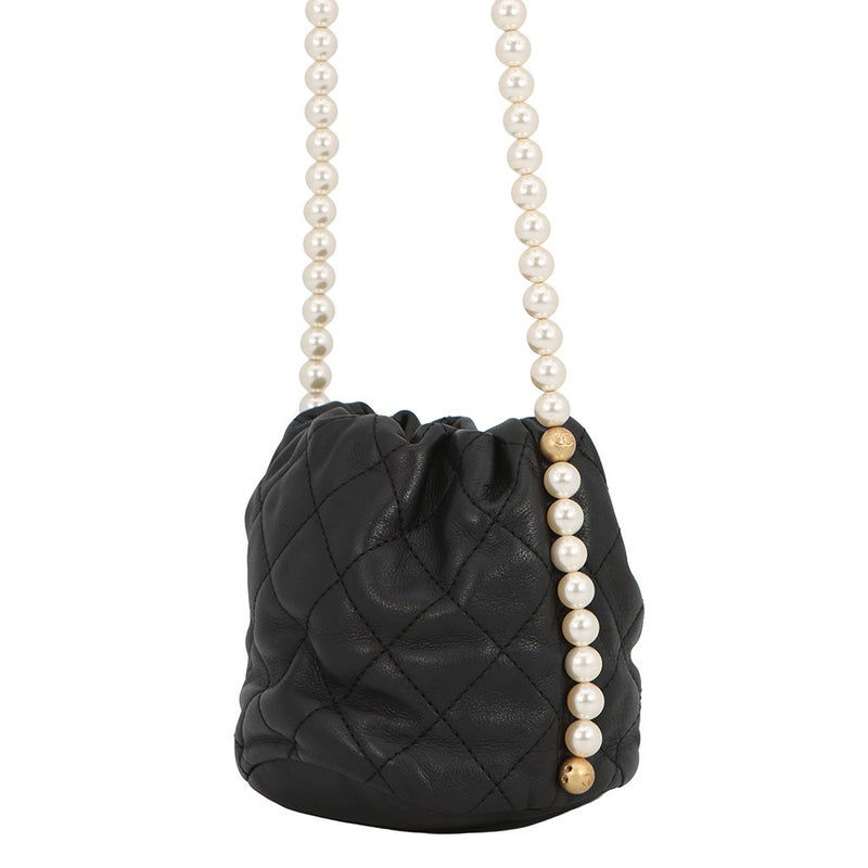 シャネル チェーンショルダーバッグ パール マトラッセ ココマーク AS2529 CHANEL ミニバッグ 黒