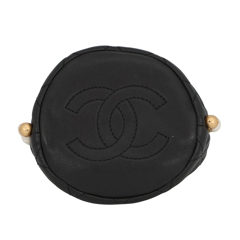 シャネル チェーンショルダーバッグ パール マトラッセ ココマーク AS2529 CHANEL ミニバッグ 黒