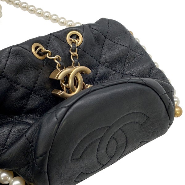 シャネル チェーンショルダーバッグ パール マトラッセ ココマーク AS2529 CHANEL ミニバッグ 黒