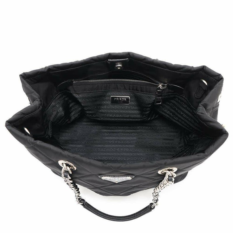 プラダ チェーントートバッグ キルティング ナイロン レザー 1BG740 PRADA バッグ 黒 2wayショルダーバッグ アウトレット品