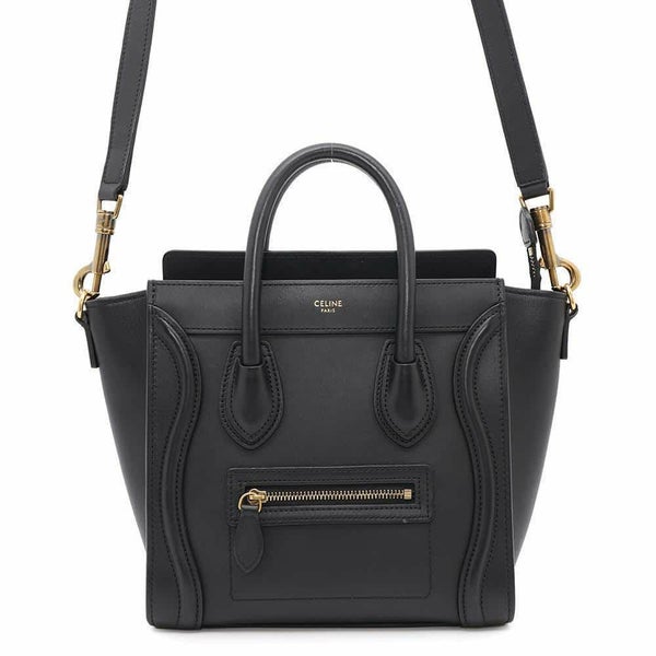 セリーヌ ハンドバッグ ラゲージ ナノショッパー レザー 189243 CELINE バッグ 2wayショルダーバッグ 黒