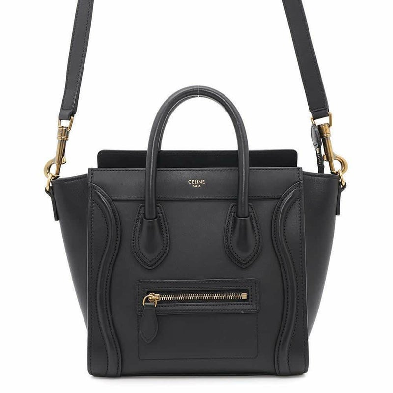 セリーヌ ハンドバッグ ラゲージ ナノショッパー レザー 189243 CELINE バッグ 2wayショルダーバッグ 黒