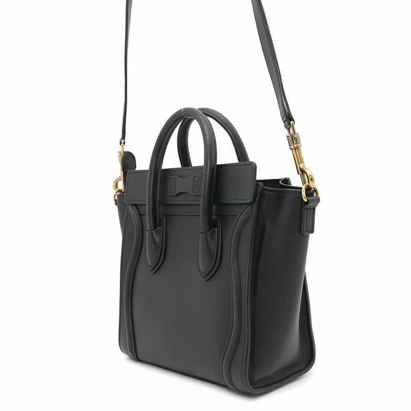 セリーヌ ハンドバッグ ラゲージ ナノショッパー レザー 189243 CELINE バッグ 2wayショルダーバッグ 黒