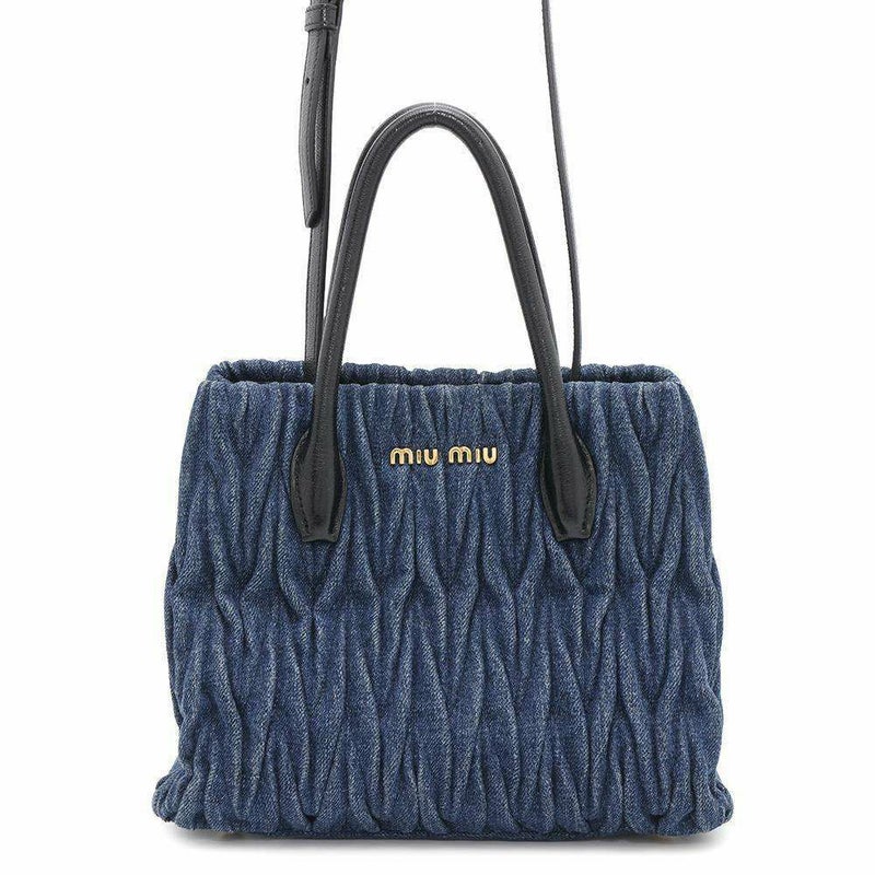 ミュウミュウ ハンドバッグ マテラッセ デニム レザー 5BG069 MIUMIU 2way