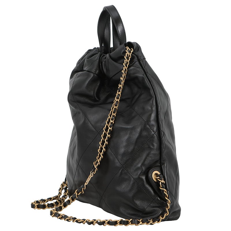 シャネル リュック シャネル22 スモール シャイニーカーフスキン AS3859 CHANEL バックパック 黒