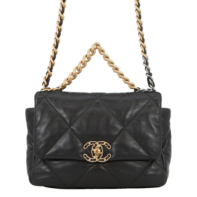 シャネル チェーンショルダーバッグ CHANEL19 ココマーク シャイニーラムスキン AS1160 CHANEL 黒