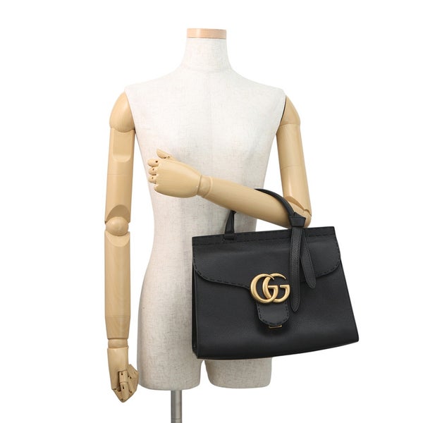 グッチ ハンドバッグ GGマーモント レザー 739076 GUCCI バッグ 2way 黒