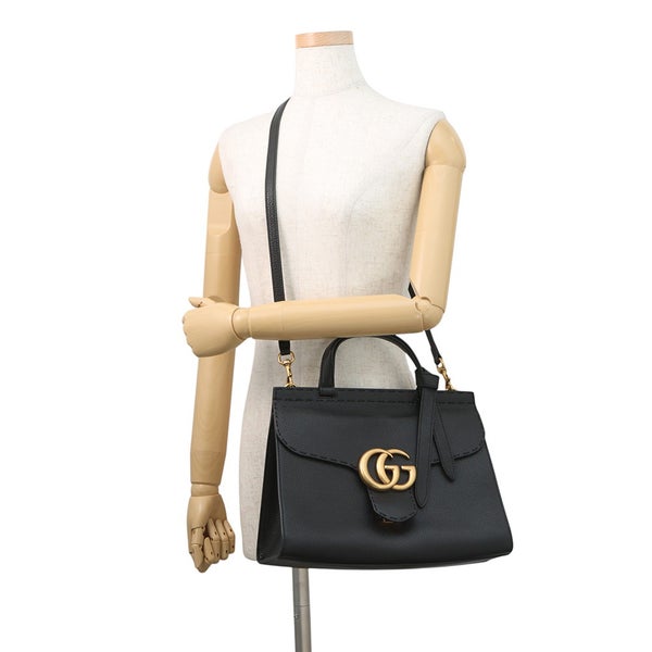 グッチ ハンドバッグ GGマーモント レザー 739076 GUCCI バッグ 2way 黒
