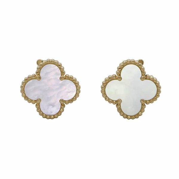 ヴァンクリーフ&アーペル ピアス ヴィンテージ アルハンブラ イヤリング マザーオブパール K18YGイエローゴールド VCARA44100