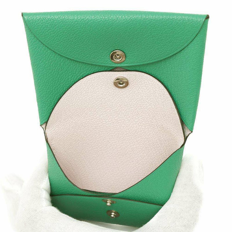 エルメス コインケース カルヴィ デュオ ヴェルソ ミント/モーヴペール/シルバー金具 シェブルミゾル U刻印 財布