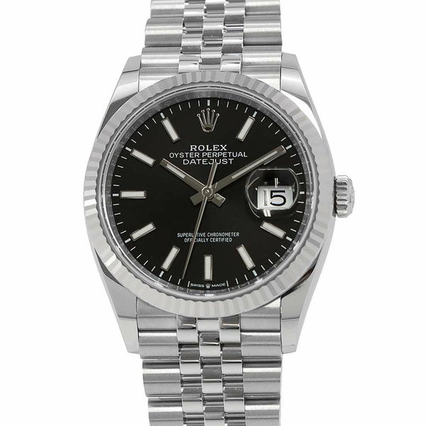ロレックス デイトジャスト36 SS/K18WG ランダムシリアル ルーレット 126234 ROLEX 腕時計 黒文字盤