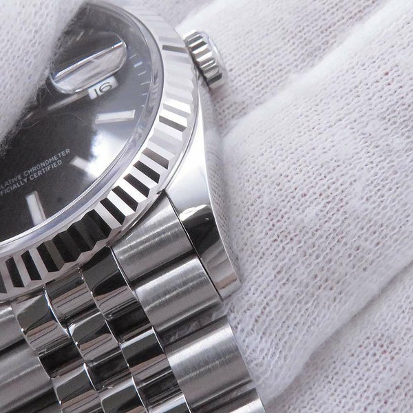 ロレックス デイトジャスト36 SS/K18WG ランダムシリアル ルーレット 126234 ROLEX 腕時計 黒文字盤