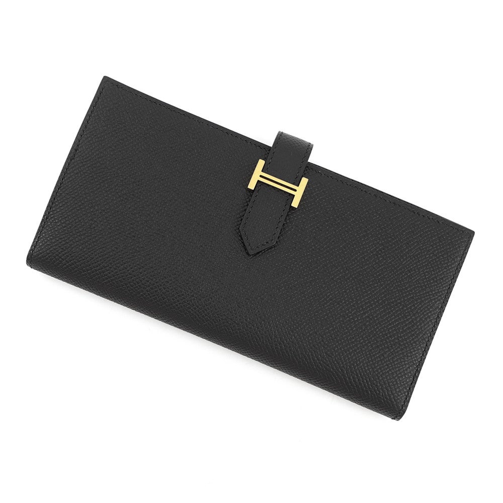 エルメス 長財布 ベアンスフレ マチ有り ブラック/ゴールド金具